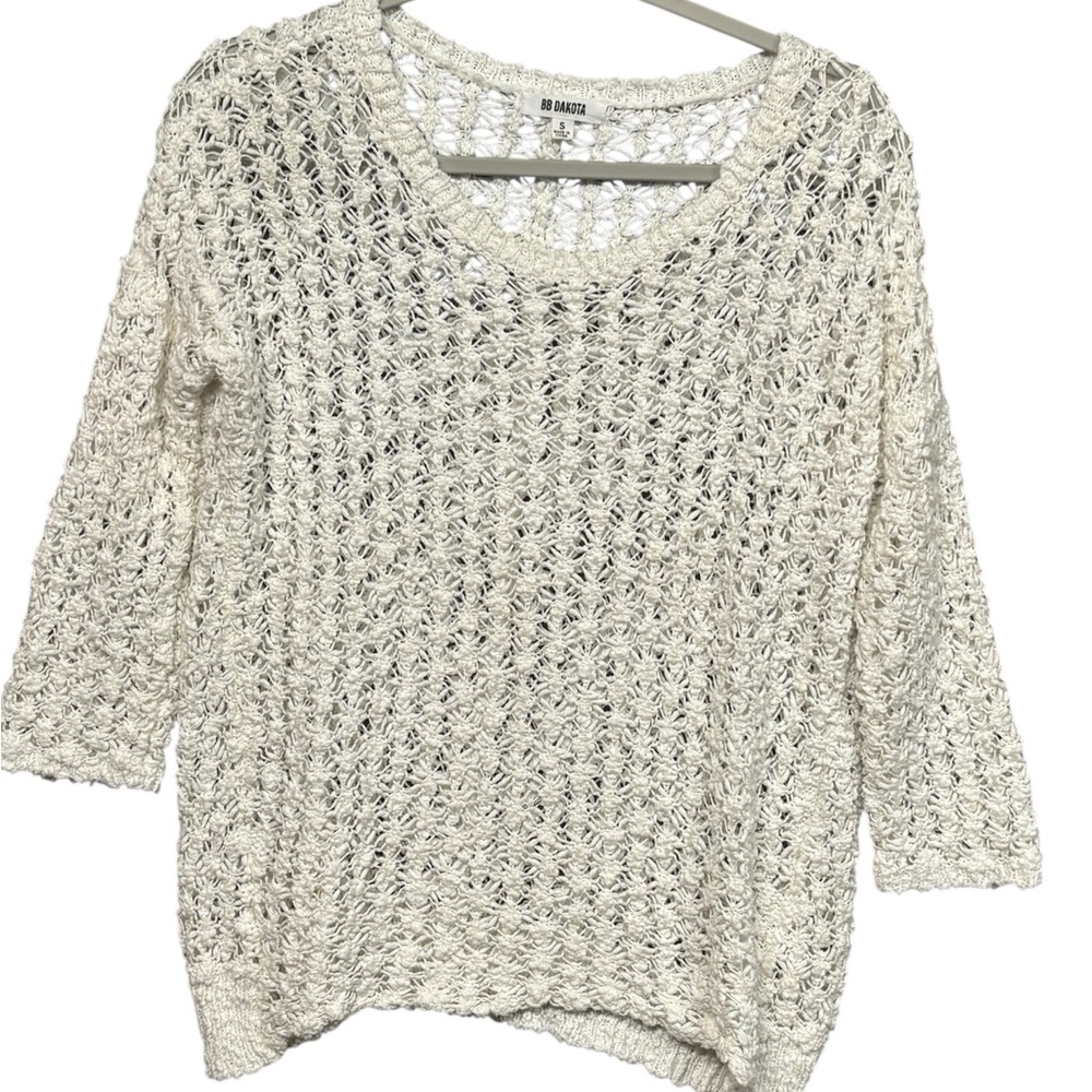 BB Dakota Cream Knit Crochet Sweater Women’s Small NWOT